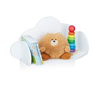 Relaxdays Etagère Murale Nuage, Suspendue Chambre d’Enfants, MDF,décoration, bibliothèque Murale,HlP31,5x60x21cm,Blanc