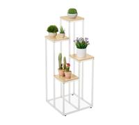 Relaxdays Étagère plantes blanche 4 niveaux
