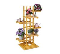Relaxdays Étagère Plantes, Herbes aromatiques, 6 étages, HxLxP 152,5 x 80 x 73 cm, Bois, escalier Fleurs, Nature