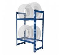 Relaxdays Étagère pneus en Acier, 4-6 Niveaux, Hauteur 100 cm, Capacité 150 kg, Bleu