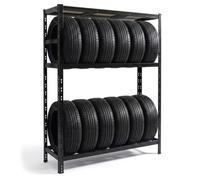 Relaxdays Étagère pour 12 pneus, 180 x 110 x 40 cm, 450 kg, acier, noir