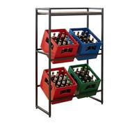 Relaxdays Étagère pour caisses à Boissons, 4 caisses, H x l x P : 117 x 74 x 32 cm, étagère Industrielle, Marron/Noir