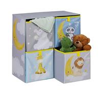 Relaxdays Étagère pour Enfants Motif Nuit, HxLxP : 59,5x60,5x30 cm, étagère de Rangement, Chambre d’Enfant, Multicolore