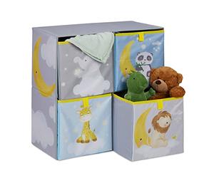 Relaxdays Étagère pour Enfants Motif Nuit, HxLxP : 59,5x60,5x30 cm, étagère de Rangement, Chambre d’Enfant, Multicolore