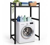 Relaxdays Étagère pour Lave-Linge, Noire | 120 x 90 x 60 cm, 1 tablette, 200 kg, acier, MDF, emboîtable, rayonnage