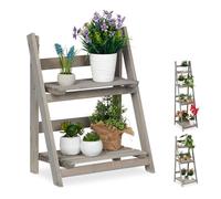 Relaxdays Étagère pour plantes en bois gris