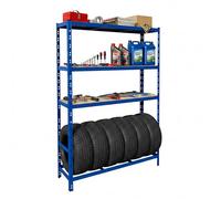 Relaxdays Étagère pour pneus, 6 pneus, HxLxP 180x120x40 cm, 600 kg, bleu
