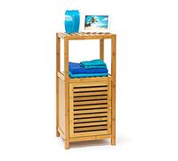 Relaxdays Étagère pour Salle de Bain Cuisine Porte refermable, Bambou HxLxP : 80x36,5x33 cm, 3 étages, Nature