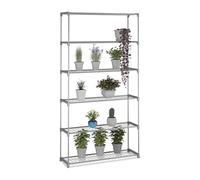 Relaxdays Étagère pour Vos trésors Verts, 6 Rayons, métal et Plastique, H x L x P : 174 x 91 x 28 cm, Grise