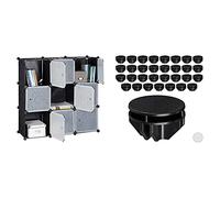 Relaxdays Étagère Rangement 9 casiers Portes Plastique modulable DIY Assemblage Plug in bibliothèque & Pièce de Fixation Raccord pour Armoire en Plastique 40x pièces Cube de Rangement, 2,4 x 3,7 cm