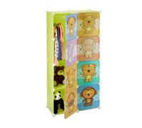 Relaxdays Étagère rangement enfants casier modulable plastique animaux penderie armoire tringle, coloré