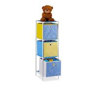 Relaxdays Etagère, Rangement Jouets, Fillette,Design, Meuble Chambre d'enfants,HlP 89x27,5x30cm coloré, Tissu, 3 boîtes, Taille unique