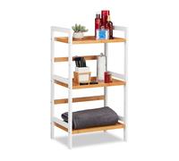 Relaxdays Étagère salle de bain pour cosmétiques serviettes & accessoires bambou 80x45x31 5 cm blanc/naturel