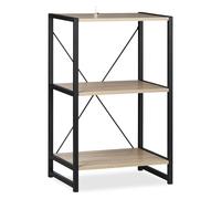 Relaxdays Étagère sur pieds 3 étages – Chêne/métal 80 x 50 x 35 cm – Marron