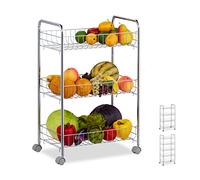 Relaxdays Etagère sur 4 roues, avec étages, chariot multifonctionnel pour cuisine, bain, bureau, différentes tailles