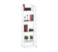 Relaxdays Pieds, Etagère en échelle 4 espaces Rangement, Plantes, HLP: 136 x 44 x 31,5cm, Blanc, Fer, Weiß, 5 cm