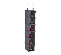 Relaxdays Étagère Suspendue, 6 Compartiments, en Tissu, 2 Crochets, pour Chaussures, H x L x P : 139 x 30 x 30 cm, Grise