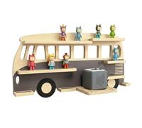 Relaxdays étagère Toniebox magnétique, Naturel/Gris | boîte à musique et 25 Tonies, bus, H x L x P : 27 x 54 x 15 cm
