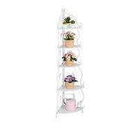 Relaxdays Étagère Verticale à 5 Rayons, Non Fixe, Pliable, Design Vintage, HLP : 136 x 30 x 30 cm, Blanche