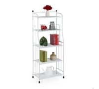 Relaxdays Étagère verticale, acier, HxLxP : 133x56x28 cm, rangement cuisine et salle de bain, 5 niveaux, métal, blanc