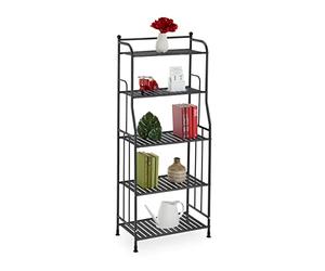 Relaxdays Étagère Verticale, Acier, HxLxP : 133x56x28 cm, Rangement Cuisine et Salle de Bain, 5 Niveaux, métal, Noir