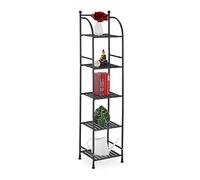 Relaxdays Étagère Verticale, Acier, HxLxP : 145x33x28 cm, Rangement Cuisine et Salle de Bain, 5 Niveaux, métal, Noir
