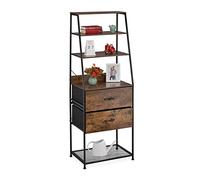 Relaxdays Étagère vintage, 2 tiroirs, 5 étages, design industriel, HxLxP : 164 x 60 x 41,5 cm, bibliothèque, noir-marron