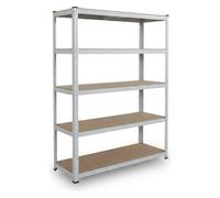 Relaxdays Étagère Lourde 875 kg, 5 Niveaux, emboîtable, 50x100x200cm, Blanc/Marron pour Cave & Garage