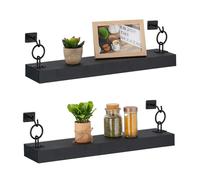 Relaxdays Étagères murales, lot 2, HxLxP: 13 x 48 x 12 cm, support, à accrocher, rangement décoratif, MDF & métal, noir