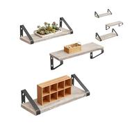 Relaxdays Étagère murale Lot 3 tailles Bois & métal 30/35/40 cm coloris grège