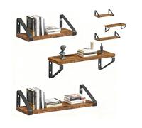 Relaxdays Étagères murales, Lot de 6, 30/35/40 cm, Aspect Bois et métal, Marron, pour Livres et déco