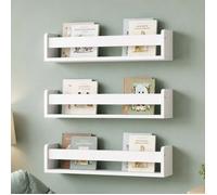 Relaxdays, étagères murales pour enfants, lot de 3, fixation murale, H x l x P : 10 x 58 x 12 cm, blanche