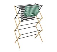 Relaxdays Étendoir à Linge, Pliable, 11 Barres, 5 Niveaux, Bambou et métal, 105,5 x 43-75 x 37,5 cm, Nature et Noir