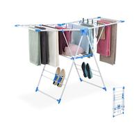 Relaxdays Étendoir à Linge, tancarville Pliable, 2 étages Pratiques, H x L x P : 99 x 155 x 61 cm, Blanc et Bleu