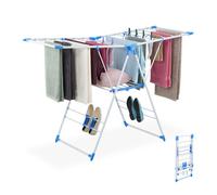 Relaxdays Étendoir à linge tancarville pliable 2 étages 99×155×61 cm Blanc et bleu