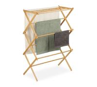 Relaxdays Étendoir accordéon, bambou, séchoir sur pied pliable, avec 11 bras sur 6 étages, HLP: 106 x74 x 36 cm, nature