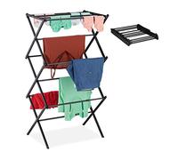 Relaxdays étendoir lessive, Pliable, Extensible, 11 tiges, séchoir Tour Peu encombrant, Métal, Noir