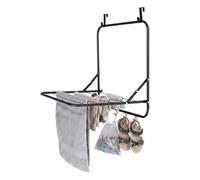Relaxdays étendoir pour Porte à Suspendre, Noir | 2,4 m de longueur de séchage, pliable, 4 crochets, acier