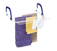 Relaxdays Étendoir, sèche-linge à accrocher, pour balcon, radiateur & camping, peu encombrant, 4 cordes séparées, blanc