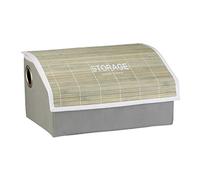 Relaxdays Faltbox Deckel, faltbarer Aufbewahrungskorb, Bambusdeckel, Ordnungsbox mit Griffen, Vintage Design, grün Boîte de rangement pliable, Tissu, Vert, 18 x 35,5 x 23 cm