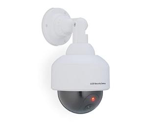 Relaxdays Fausse caméra de Surveillance en dôme, Lot de 4, lumière LED Clignotante, dissuade intrus, intérieur/extérieur, Blanche