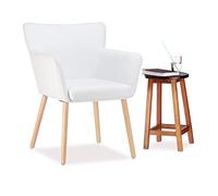 Relaxdays Fauteuil Club vintage Chaise lounge rembourré tissu relax Tissu Design moderne HxlxP: 62x56 cm, blanc