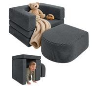 Relaxdays, fauteuil pour enfants, modulaire, 4 pièces, blocs de construction souples, fauteuil relax, revêtement en tissu Cord, dimensions 40x65x65 cm, fauteuil de détente, couleur gris foncé