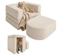 Relaxdays, fauteuil pour enfants, modulaire, 4 pièces, blocs souples, fauteuil relax, cord, dimensions : 40x65x65 cm, fauteuil de détente, beige