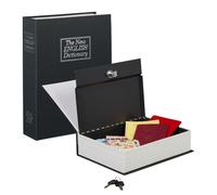 Relaxdays Faux livre coffre fort grand livre fermable serrure clés HxlxP: 26,5 x 20 x 6,5 cm, noir