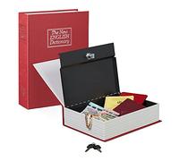 Relaxdays Faux livre coffre fort grand livre fermable aisse à monnaie HxlxP: 27 x 20 x 6,5 cm, rouge