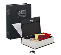 Relaxdays Faux livre coffre fort grand livre fermable serrure clés HxlxP: 26,5 x 20 x 6,5 cm, noir