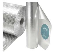 Relaxdays Feuille réfléchissante pour radiateurs, 0,6 x 10m, 4 mm à bulles, toit/mur/fenêtre, isolant aluminium, argenté