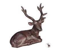 Relaxdays Figurine De Cerf Figure De Jardin Cerf De Jardin De Balcon En Fonte Chevreuil Marron
