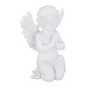 Relaxdays Figurine de Jardin Ange, Statue en Train de Prier, résistante aux intempéries & au Gel, Balcon, Blanc